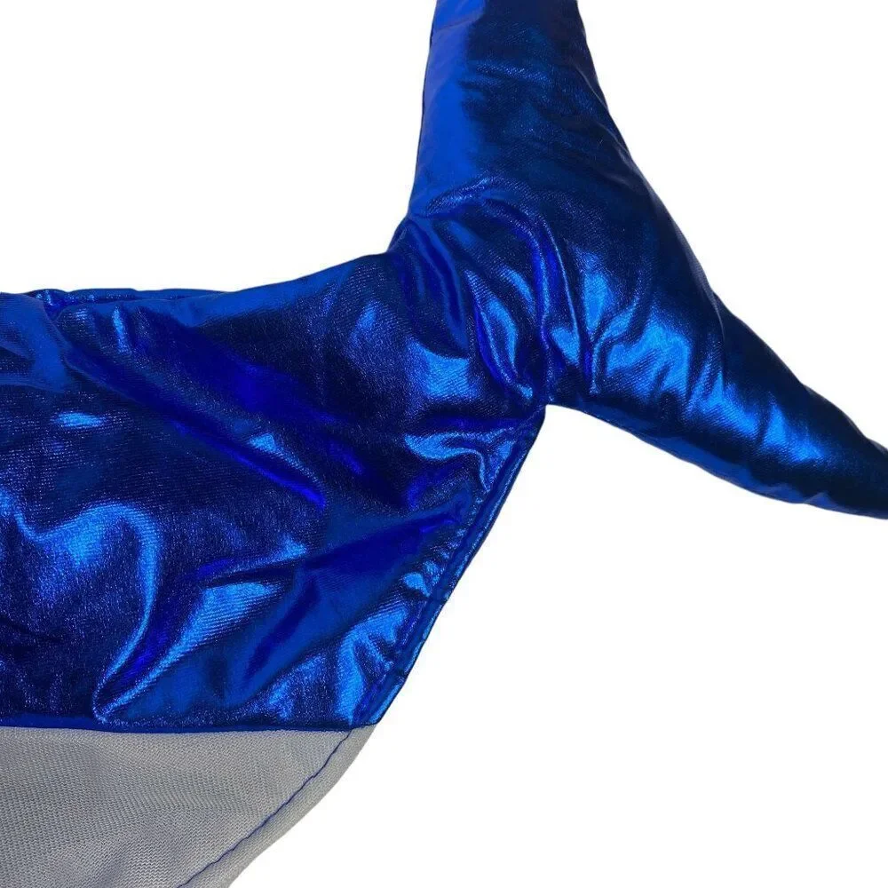 Dog Halloween Costume Shiny Blue Shark Hoodie Medium NWOT